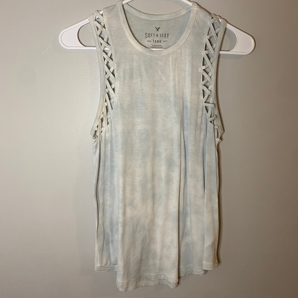 American Eagle Light Blue Tie Dye Tank Top